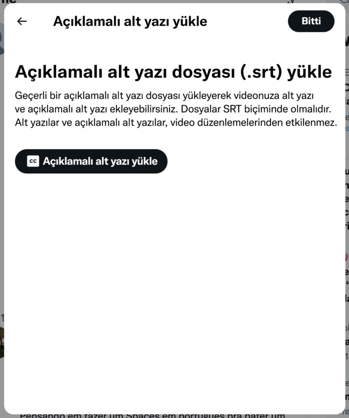 Video Altyazı Ekleyemiyorum (TwitterX) SRTWEBVTT Hazırlama ve Yükleme Rehberi